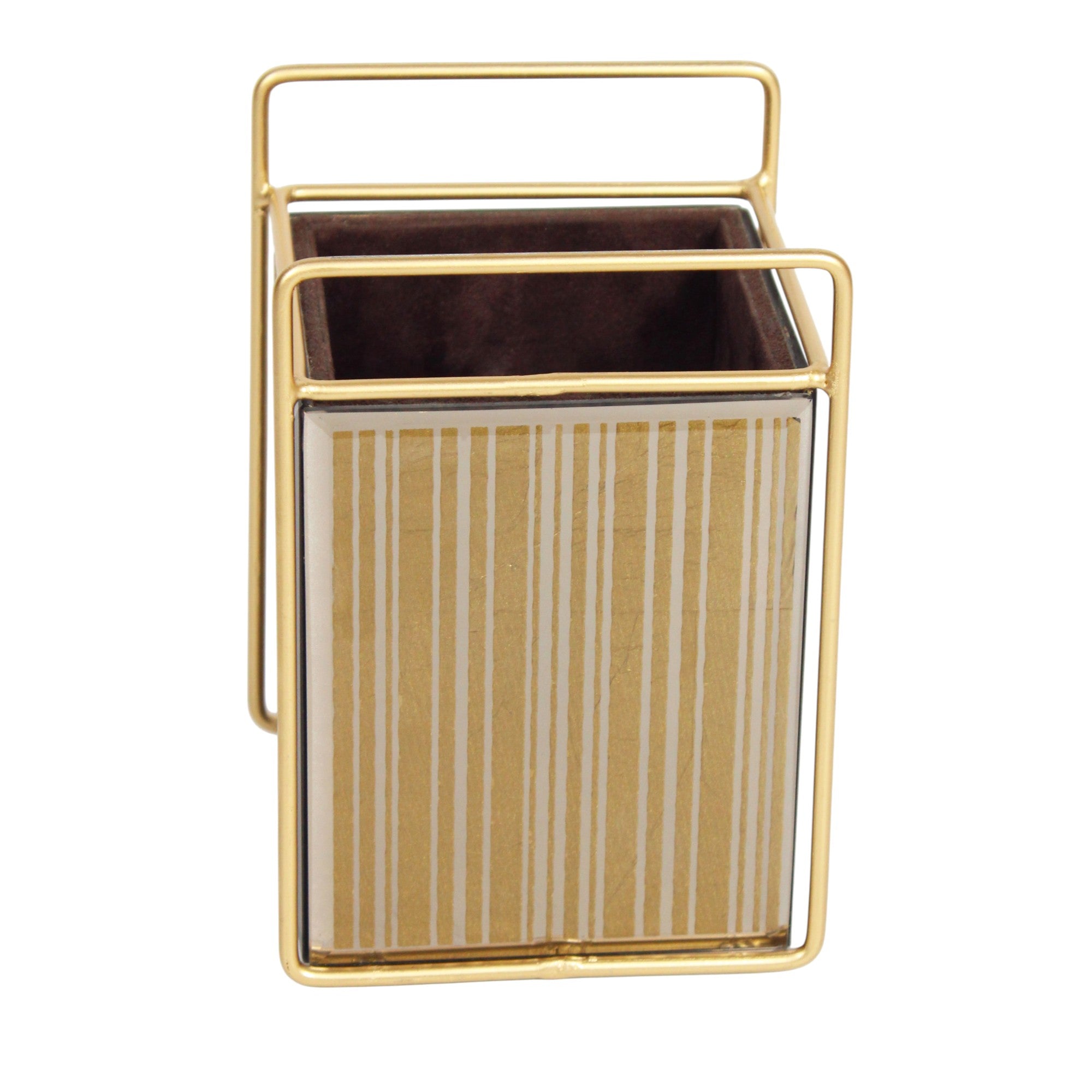Luxury Brown Glass Stripe Design Cutlery Holder